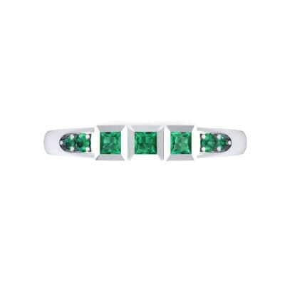 Princess-Cut Trio and Pave Emerald Ring (0.31 CTW) Top Flat View