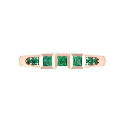 Princess-Cut Trio and Pave Emerald Ring (0.31 CTW) Top Flat View