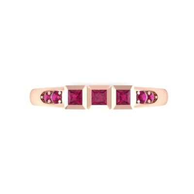 Princess-Cut Trio and Pave Ruby Ring (0.31 CTW) Top Flat View