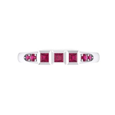 Princess-Cut Trio and Pave Ruby Ring (0.31 CTW) Top Flat View