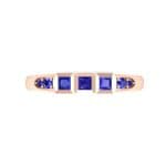 Princess-Cut Trio and Pave Blue Sapphire Ring (0.31 CTW) Top Flat View