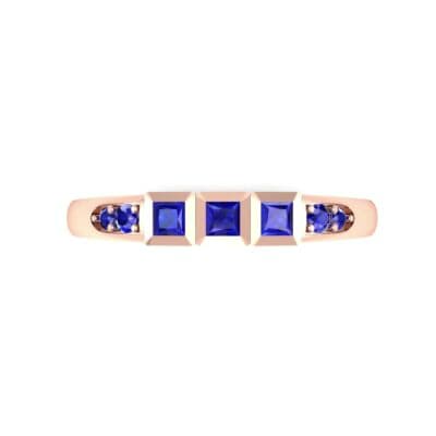 Princess-Cut Trio and Pave Blue Sapphire Ring (0.31 CTW) Top Flat View