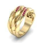 Tri-Row Twist Pave Diamond Ruby Ring (0.18 CTW) Perspective View