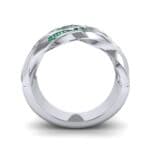 Tri-Row Twist Pave Diamond Emerald Ring (0.18 CTW) Side View