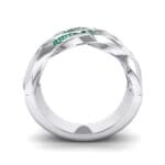 Tri-Row Twist Pave Diamond Emerald Ring (0.18 CTW) Side View