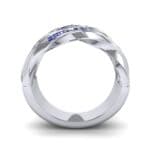 Tri-Row Twist Pave Diamond Blue Sapphire Ring (0.18 CTW) Side View