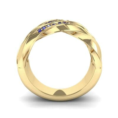 Tri-Row Twist Pave Diamond Blue Sapphire Ring (0.18 CTW) Side View