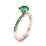 Thin Pave Six-Prong Emerald Engagement Ring (1 CTW) Perspective View
