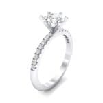Thin Pave Six-Prong Crystal Engagement Ring (1 CTW) Perspective View
