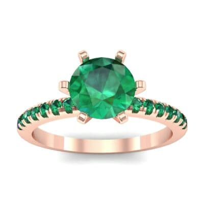 Thin Pave Six-Prong Emerald Engagement Ring (1 CTW) Top Dynamic View