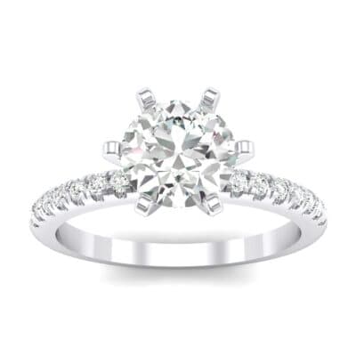 Thin Pave Six-Prong Crystal Engagement Ring (1 CTW) Top Dynamic View