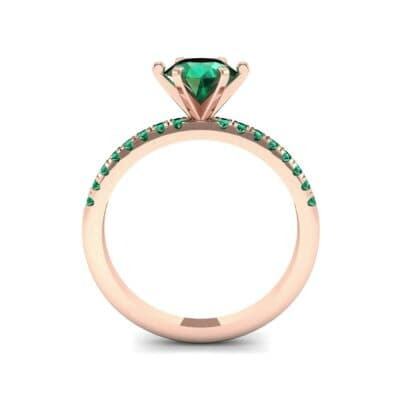 Thin Pave Six-Prong Emerald Engagement Ring (1 CTW) Side View