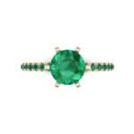 Thin Pave Six-Prong Emerald Engagement Ring (1 CTW) Top Flat View