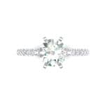 Thin Pave Six-Prong Crystal Engagement Ring (1 CTW) Top Flat View