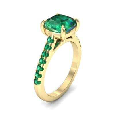 Scalloped Pave Emerald Ring (0.32 CTW) Perspective View