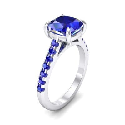 Scalloped Pave Blue Sapphire Ring (0.32 CTW) Perspective View