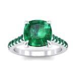 Scalloped Pave Emerald Ring (0.32 CTW) Top Dynamic View
