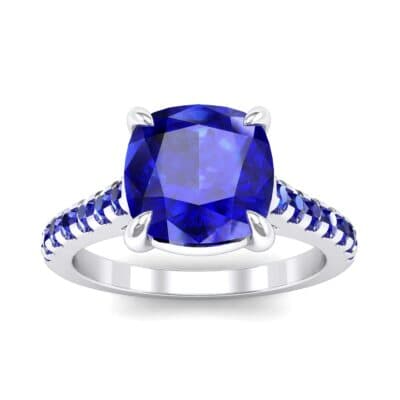 Scalloped Pave Blue Sapphire Ring (0.32 CTW) Top Dynamic View