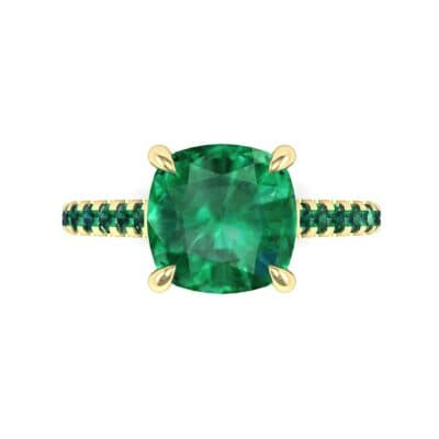 Scalloped Pave Emerald Ring (0.32 CTW) Top Flat View