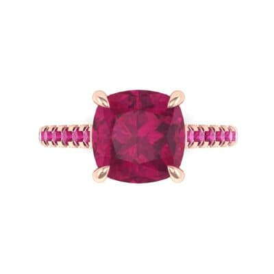 Scalloped Pave Ruby Ring (0.32 CTW) Top Flat View
