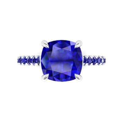 Scalloped Pave Blue Sapphire Ring (0.32 CTW) Top Flat View