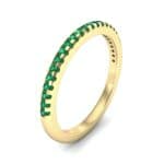 Petite Scalloped Pave Emerald Ring (0.17 CTW) Perspective View