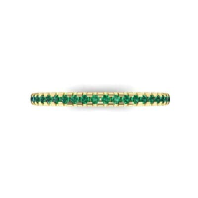 Petite Scalloped Pave Emerald Ring (0.17 CTW) Top Flat View