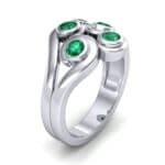 Five Stone Bezel Emerald Cluster Engagement Ring (0.7 CTW) Perspective View