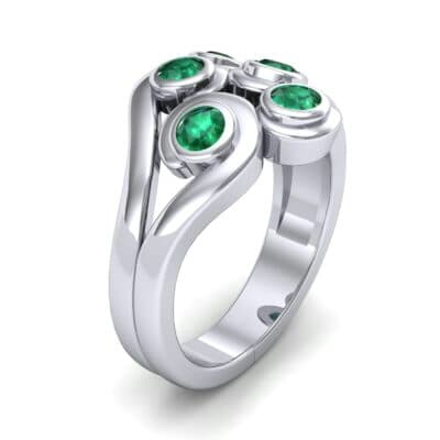 Five Stone Bezel Emerald Cluster Engagement Ring (0.7 CTW) Perspective View