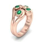 Five Stone Bezel Emerald Cluster Engagement Ring (0.7 CTW) Perspective View