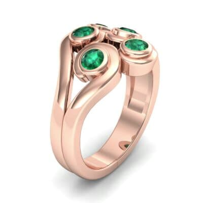 Five Stone Bezel Emerald Cluster Engagement Ring (0.7 CTW) Perspective View