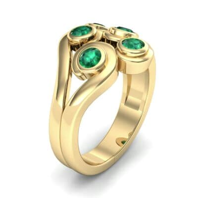 Five Stone Bezel Emerald Cluster Engagement Ring (0.7 CTW) Perspective View