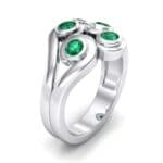 Five Stone Bezel Emerald Cluster Engagement Ring (0.7 CTW) Perspective View