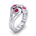 Five Stone Bezel Ruby Cluster Engagement Ring (0.7 CTW) Perspective View