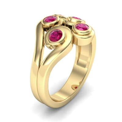 Five Stone Bezel Ruby Cluster Engagement Ring (0.7 CTW) Perspective View