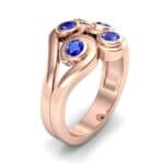 Five Stone Bezel Blue Sapphire Cluster Engagement Ring (0.7 CTW) Perspective View