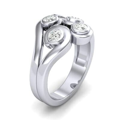 Five Stone Bezel Diamond Cluster Engagement Ring (0.7 CTW) Perspective View