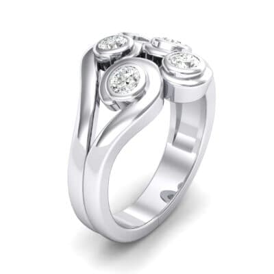 Five Stone Bezel Diamond Cluster Engagement Ring (0.7 CTW) Perspective View