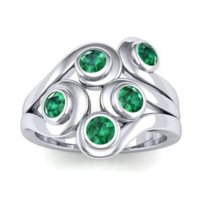 Five Stone Bezel Emerald Cluster Engagement Ring (0.7 CTW) Top Dynamic View