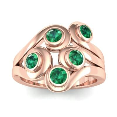 Five Stone Bezel Emerald Cluster Engagement Ring (0.7 CTW) Top Dynamic View