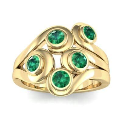 Five Stone Bezel Emerald Cluster Engagement Ring (0.7 CTW) Top Dynamic View