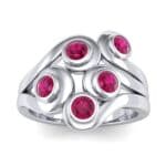 Five Stone Bezel Ruby Cluster Engagement Ring (0.7 CTW) Top Dynamic View