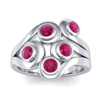 Five Stone Bezel Ruby Cluster Engagement Ring (0.7 CTW) Top Dynamic View