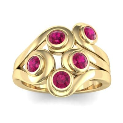 Five Stone Bezel Ruby Cluster Engagement Ring (0.7 CTW) Top Dynamic View