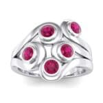 Five Stone Bezel Ruby Cluster Engagement Ring (0.7 CTW) Top Dynamic View