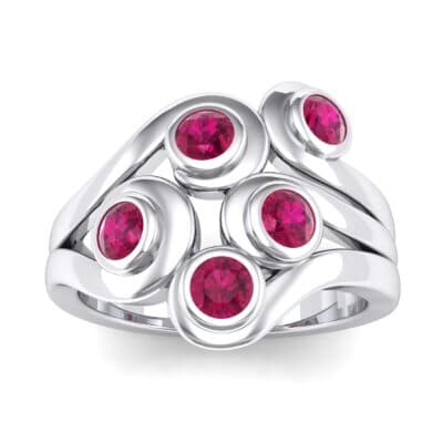 Five Stone Bezel Ruby Cluster Engagement Ring (0.7 CTW) Top Dynamic View