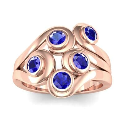 Five Stone Bezel Blue Sapphire Cluster Engagement Ring (0.7 CTW) Top Dynamic View