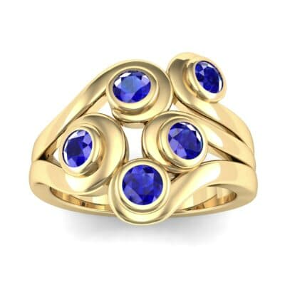 Five Stone Bezel Blue Sapphire Cluster Engagement Ring (0.7 CTW) Top Dynamic View