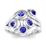 Five Stone Bezel Blue Sapphire Cluster Engagement Ring (0.7 CTW) Top Dynamic View