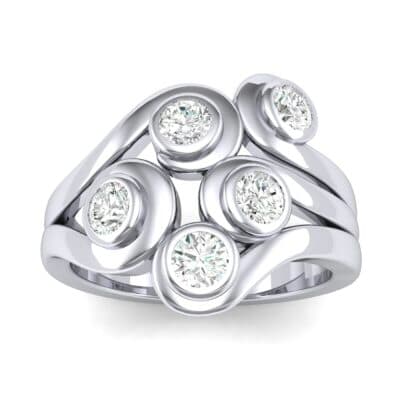 Five Stone Bezel Diamond Cluster Engagement Ring (0.7 CTW) Top Dynamic View